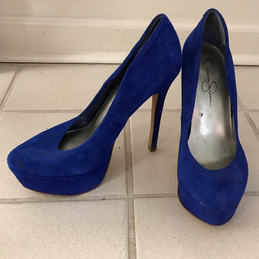 💥Jessica Simpson Blue Faux Suede Heels